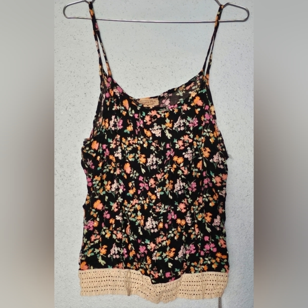 Janette Plus - Flower Tank - Black - Floral - 3X